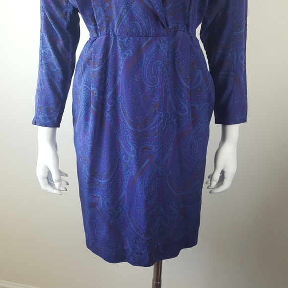 St.Gillian By Kay Unger Vintage Paisley Wrap Dress - Picture 5 of 8